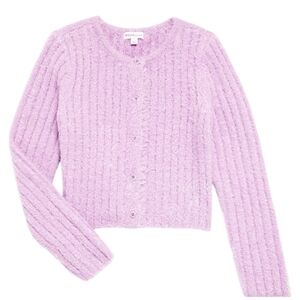 NWT Design History Girl's Knit Button-Front Purple Cardigan | M